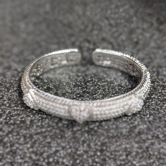 Judith Ripka Silver Cuff Heart Pave Bracelet - Picture 3 of 7